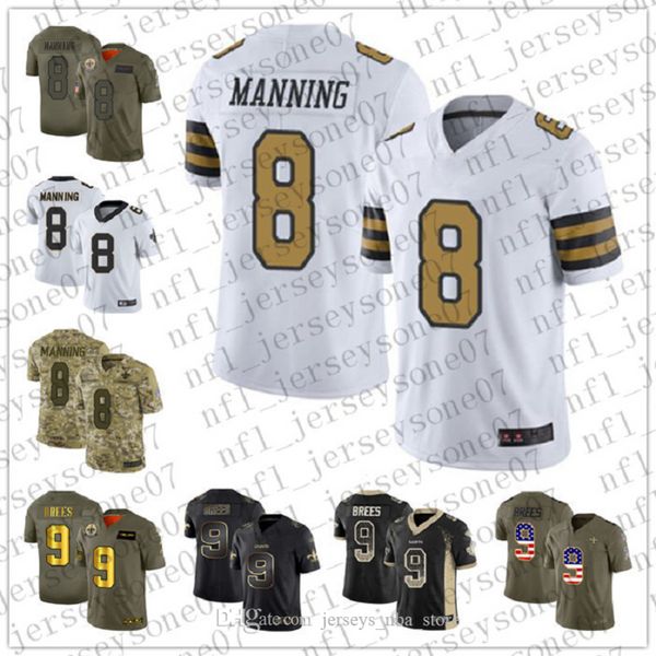 

2020 Custom Mens women youth new orleans saints 8 Archie Manning 9 Drew Brees white Football 100th Season Vapor Limited Jersey