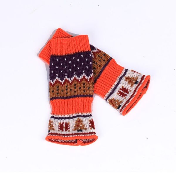 

christmas tree pattern gloves winter new women girls knitted half finger mittens, Blue;gray
