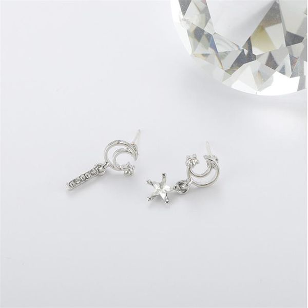 

hoop & huggie classic fashion cute star and moon earrings crystal charms drop for women man girls korean jewelry 2021, Golden;silver