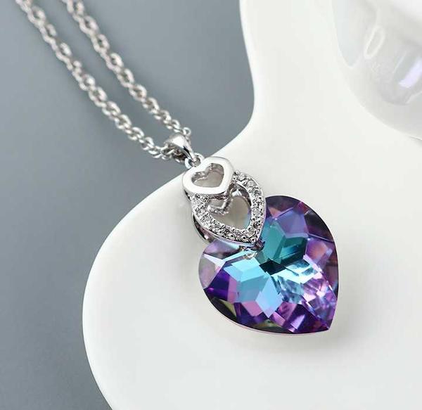 

yaximan heart pendant necklace crystal from swarovskis for fashion women 2020 new design love gifts for mum, Silver