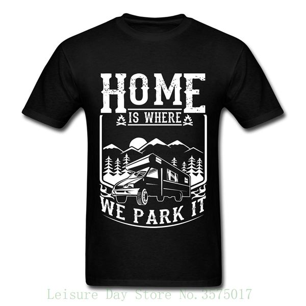 

home is where we park it caravaning men t-shirt men brand clothihng fashion mens t shirt 100%cotton