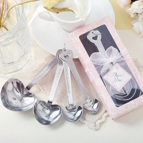 

pack of 4 romantic metal heart shape measure spoon teaspoon wedding favor