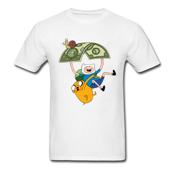 

banknote parachute 2018 men t-shirt adventure time with finn funny tees mens white tshirt hip hop anime t shirts