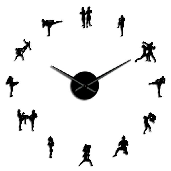 

clock decor fight combat diy large home fighting thai frameless clock large thai big box timepiece watch muay traditional kick bbysaa bwkf