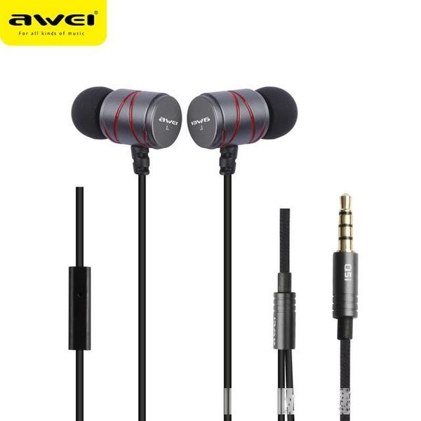 

awei q5i metal wired earphone earbuds stereo headset with microphone super bass in-ear auriculares earphones for phone phones