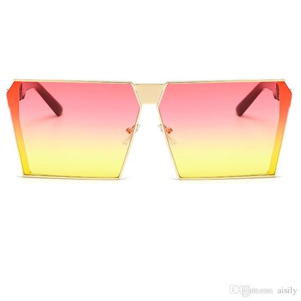 

grote frame vierkante zonnebril vrouwen metalen spiegel oversized zonnebril mannen gradint oculos 2018 brillen tinten uv400 l177, White;black