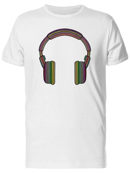 

striped headphones men's tee -image by summer o-neck tee shirt