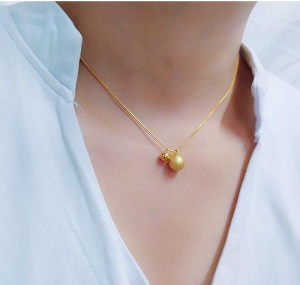 

titanium steel size steel ball fashion jewelry pendant necklace for women gold snake bone chain personality wild necklace, Silver