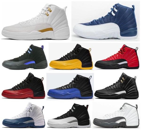 

new 12 stone blue university gold dark concord reverse flu game ovo white men basketball shoes 12s playoff french blue sneakers