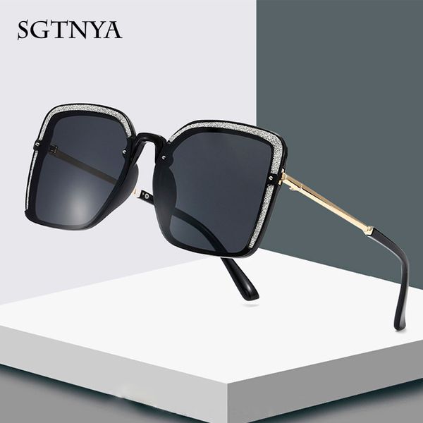 

sgtnya new retro polarized sunglasses actress with the same glasses ladies fashion square anti-uv high-end sunglasses uv400, White;black