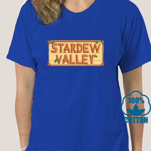 

0485d men tshirt short sleeve stardew valley wooden logo t shirt o neck women t-shirt