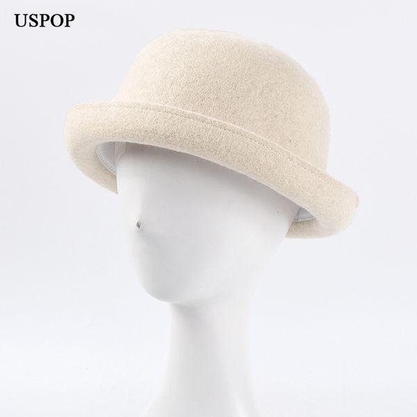 

stingy brim hats uspop 2021 winter wool women fedoras casual solid color crimping, Blue;gray