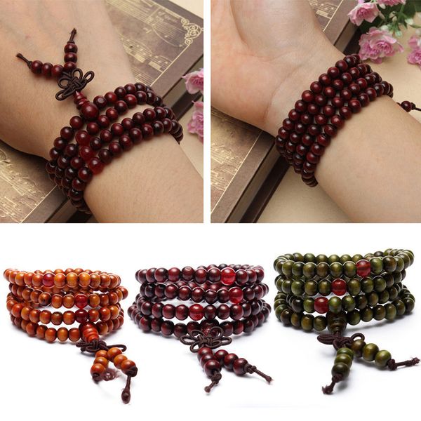 

anklets 1pc sandalwood buddhist meditation prayer bead mala bracelet, Red;blue