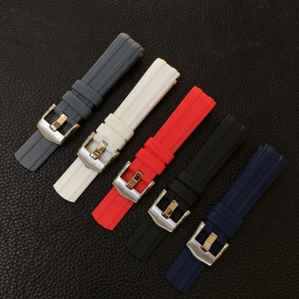 

rubber silicone watch bands fit for new ome 300 brand bracelet 20mm soft black blue white red gray watch strap belt, Black;brown
