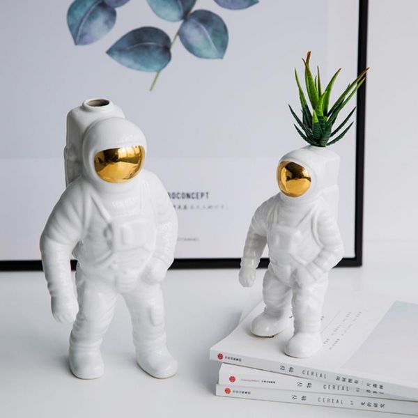 

vases space man astronaut vase ceramic model unique dried flowers white for table decor tool