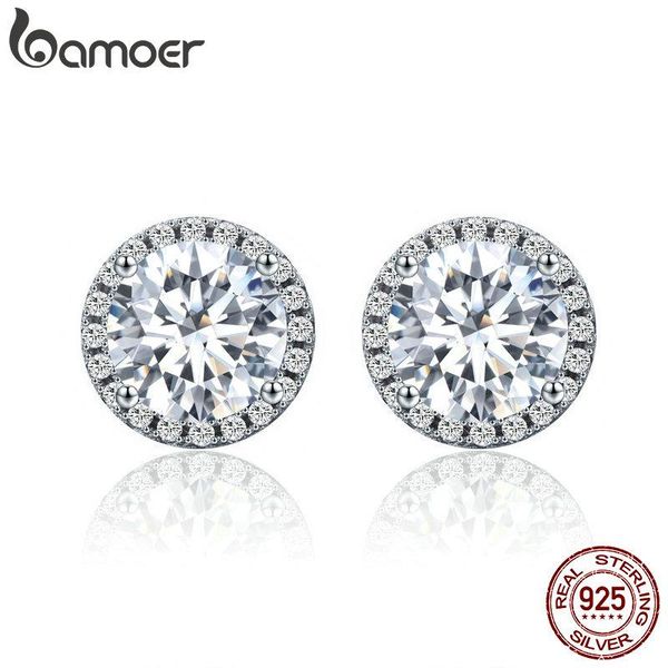 

wholesale Authentic 100% 925 Sterling Silver Dazzling Clear CZ Small Stud Earrings for Women Wedding Engagement Jewelry SCE358