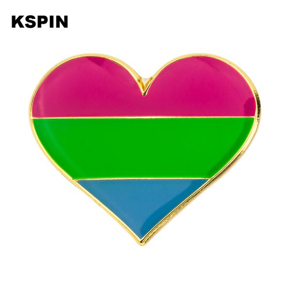 

polysexual pride heart shaped flag lapel pin badge pin brooch icons xy0624-2, Gray