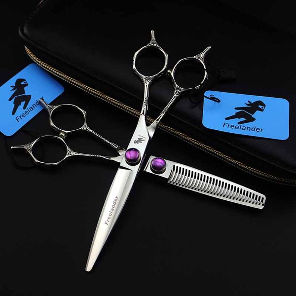 

6inch hair cutting thinning scissor flower handle double tail professional hairdressing style barber salon tool shear clipper