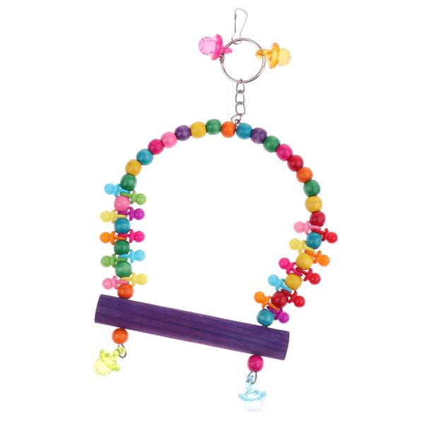 

budgie canary bird parrot wood playground swing landing perch wood beads toy