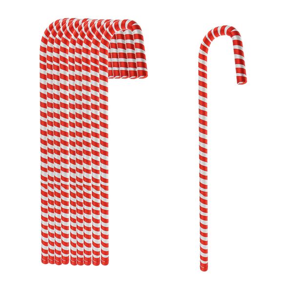 

10 plastic candy cane christmas tree hanging decoration red white 50cm