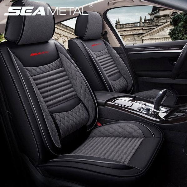 

car seat covers set universal flax car seat cover protector with front backrest cushion pu leather back storage bags