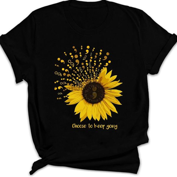 

choose to keep going semicolon sunflower prevention suicide awareness tshirt gift