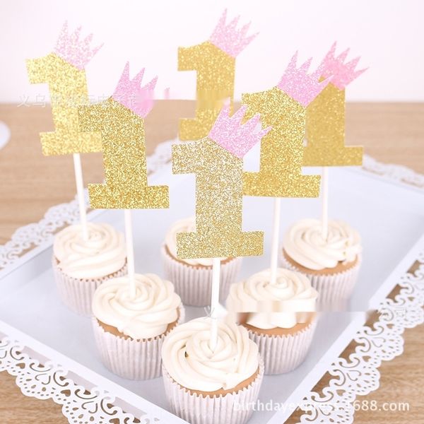 

baking dessert cake decoration super shining small crown one-year-old baby 100 days dessert table cake card p880k