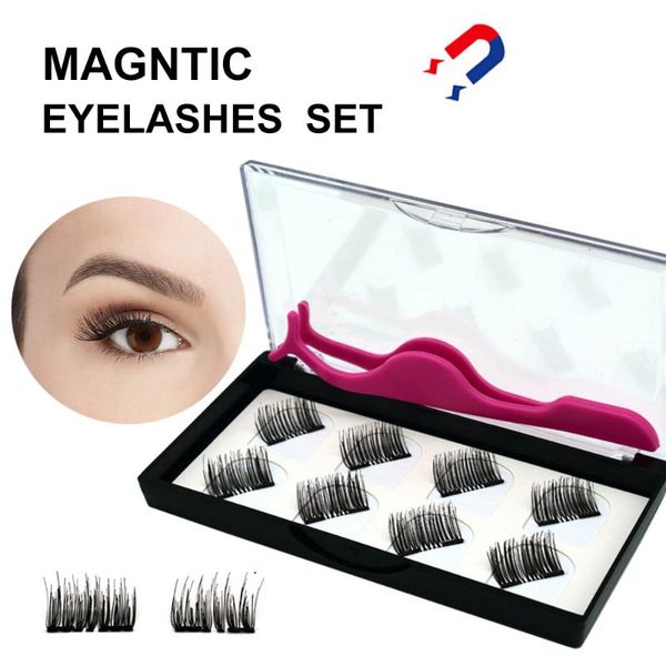 

8pcs/set magnetic eyelashes 2 magnets magnetic false eyelashes eye end extended no glue false with gift box
