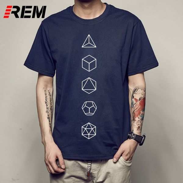 

rem summer fashion o-neck t shirt screw neck platonic solids sacred geometry evolution man t shirt popular unique man t shirt