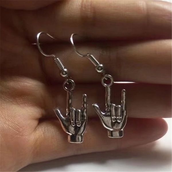 

dangle & chandelier i love you sign language - asl handmade charm earring couples gift, Silver