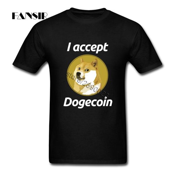 

я принимаю dogecoin мужчины футболки swag тис рубашка мужчины белый с коротким рукавом на заказ плюс размер одежды tops для команды
