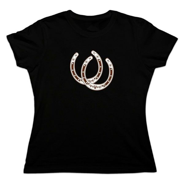 

подкова лаки дважды cowboy браун женщины новизна футболка большого размер tee shirt