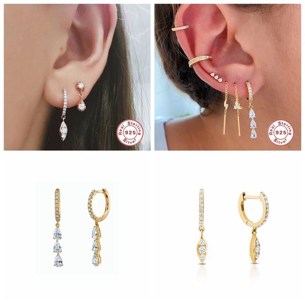 

hoop & huggie 925 sterling silver clip piercing pendientes cz mini circle ring earring 2021 women bling ziron fine jewelry, Golden;silver
