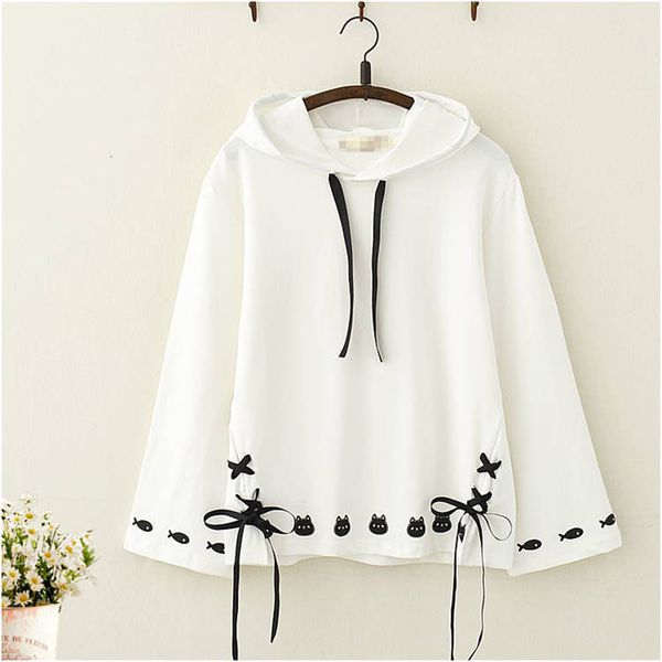 

cute autumn hoodies streetwear women japanese harajuku sweatshirt kawaii female shirts loose cat print swearshirt girls, Black