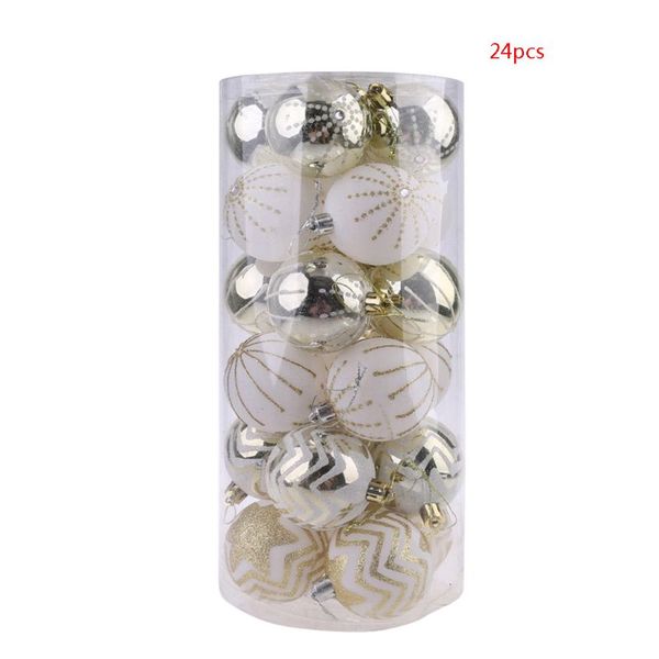 

24pcs white gold mixed christmas tree decor balls xmas party hanging ball q6pe