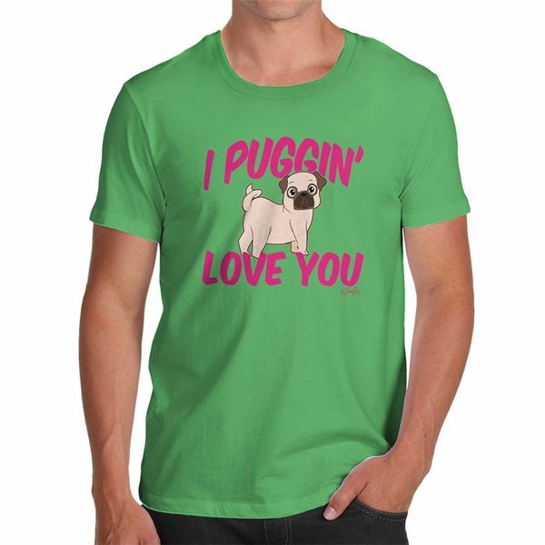

novelty gifts for men i puggin love you men's t-shirt breathable tee shirt