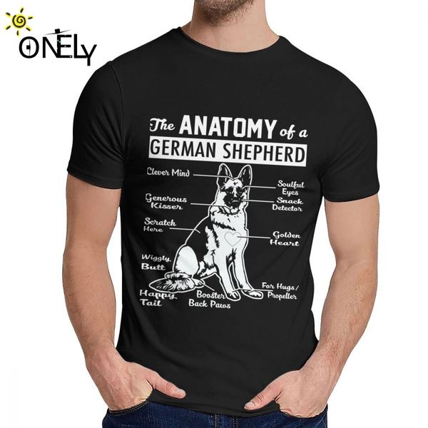 

summer man t shirt the anatomy of a german shepherd slim man's o-neck retro short sleeve