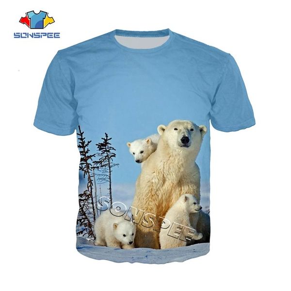 

summer men polar bear print forest design sportswear 3d print shirts horror plus size plus size men clothing