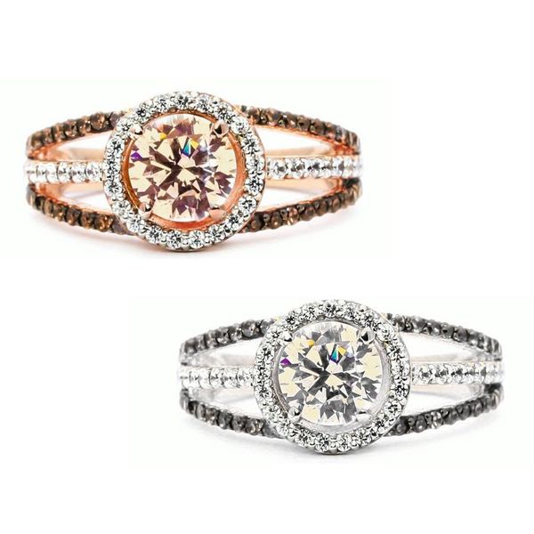 

2020 luxury simple rose gold/silver color rings for women trendy two styles zircon female jewelry engagement party gifts, Slivery;golden