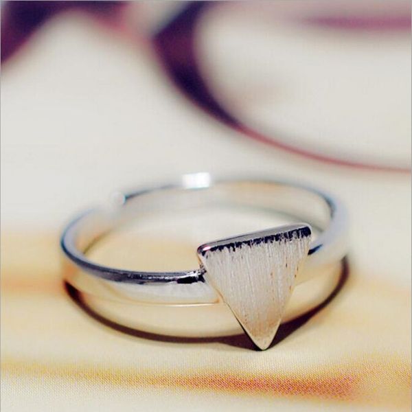 

new personality temperament beautiful 925 sterling silver jewelry fashion simple triangle geometric opening rings sr119, Golden;silver