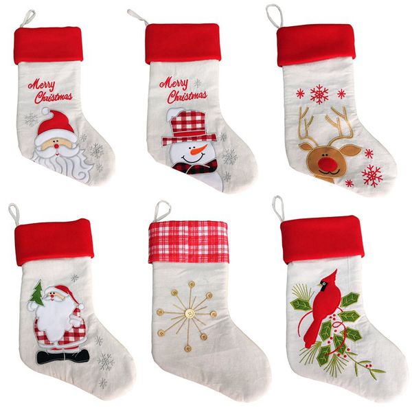 

50pcs christmas tree ornaments decoration christmas large stocking santa canvas sock gift bag candy bag