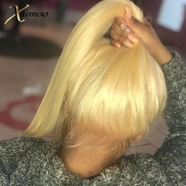 

xumoo natural hairline remy hair silk straight blonde wig human hair 360 lace frontal wig 360 lace wigs for black women, Black;brown