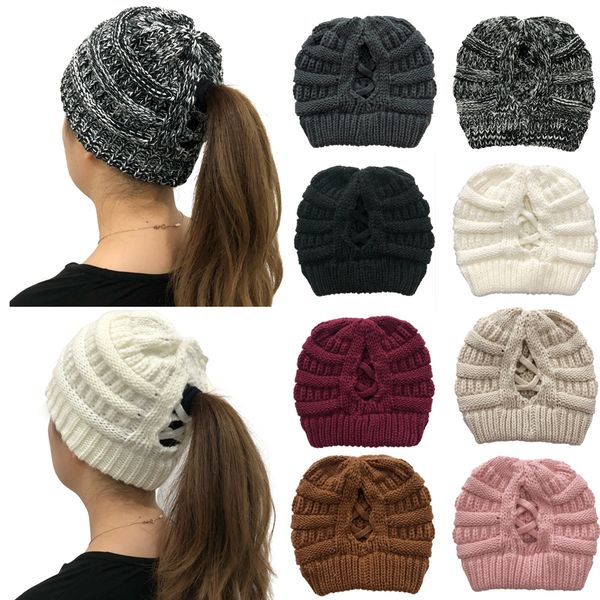 

женщина beanie хвостик шляпа lady tail грязной мягкая шерстяная крест накрест вязаная шапка зима теплого череп эластичные шляпы dda568, Blue;gray