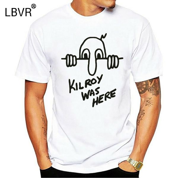 

2018 new 100% cotton t shirts men maglietta kilroy was here army war foo graffiti d day normandy mr chad t shirt casual men tees