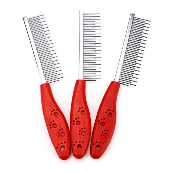 

pet grooming paw print comb professional stainless steel dog cat combs practical cleaning hair trimmer single row brush