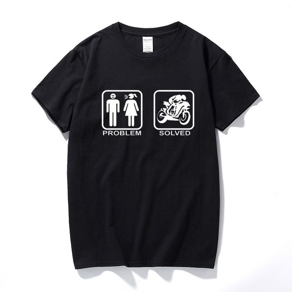 

problem solved funny motor biker t shirt fashion streetwear tee shirt homme casual cotton short sleeves t-shirt