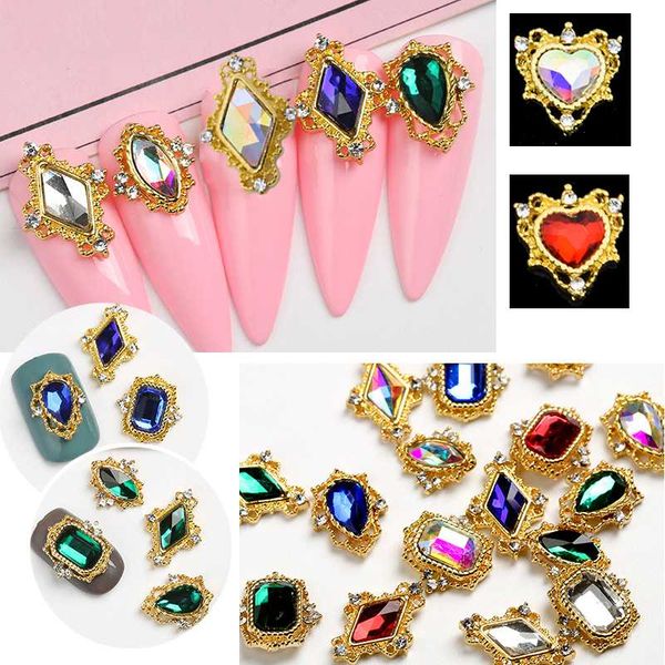 

nail art decorations 10pcs golden metal heart rhinestones 3d decorations, alloy stickers charms jewelry for gel/polish tools,hjhj1, Silver;gold