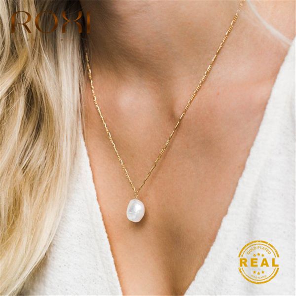 

roxi 100% natural freshwater pearl necklace for women baroque pearl jewelry statement necklace 2020 bohemian pendant, Silver