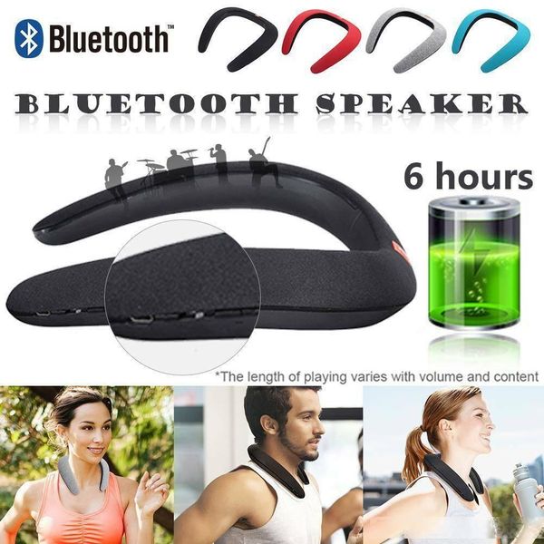

portable wireless stereo wearable neck bluetooth speaker sport music mp3 player neckband sport speaker for smartphones