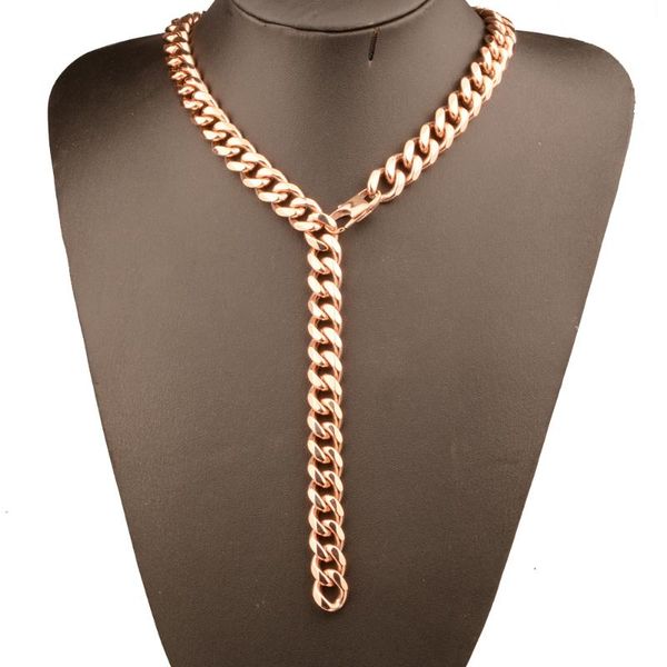 

12mm 7-40" cuban curb chain stainless steel rose gold tone cool mens womens necklace or bracelet jewelry gifts, Silver